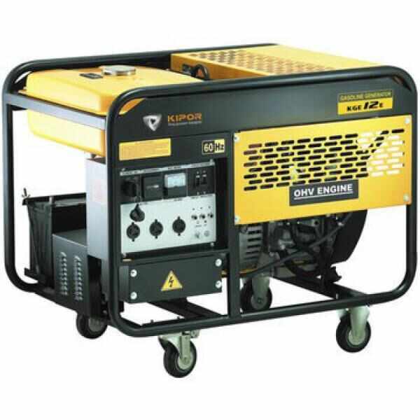 Generator curent electric Kipor KGE 12 E3, 10.5 kVA, (Benzina), AVR, 2 prize mono + 1 trifazata + cutie de borne