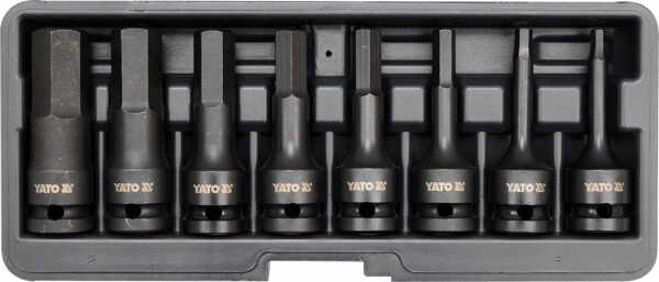 Set chei tubulare YATO, de impact, HEX, 6-19mm, CrMo, 1 2 , 8buc