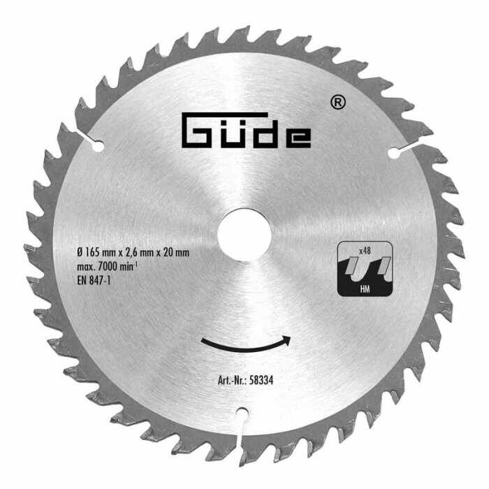 Disc pentru fierastrau circular, taiere lemn Guede 58334, O165x20 mm, 48 dinti